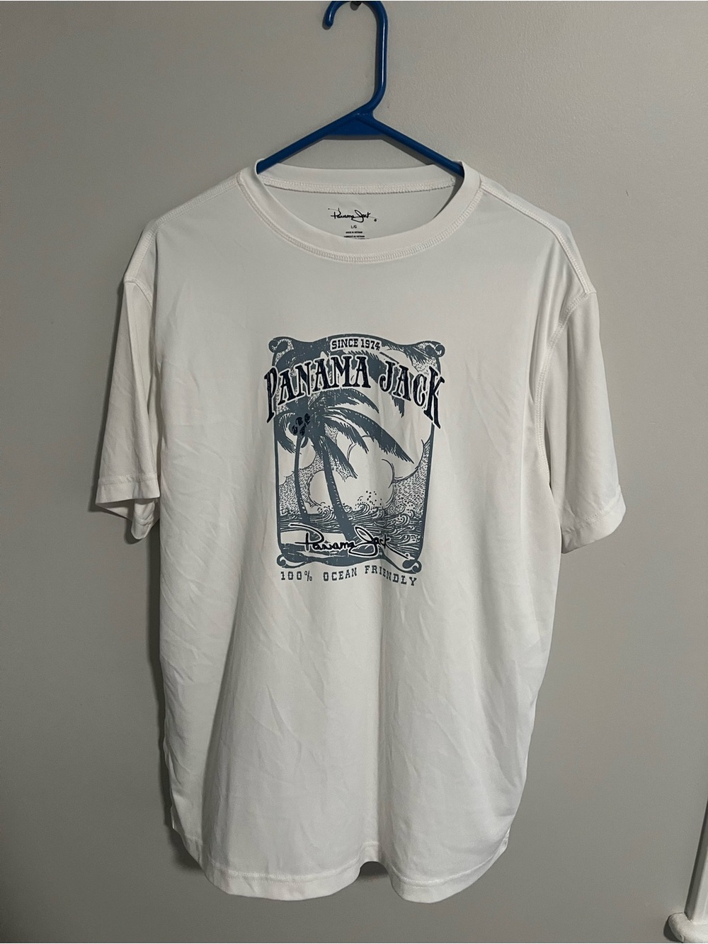 Panama Jack White Short-Sleeve Tee with Blue Coastal Graphic